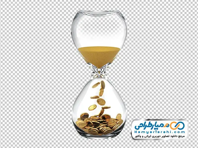 تصویر با کیفیت ساعت شنی و سکه با فرمت png تصویر png ساعت شنی و سکه