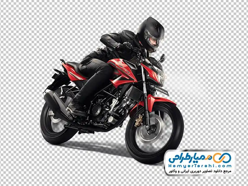 تصویر دوربری موتور سوار با موتور HONDA قرمز عکس png موتور سوار با موتور HONDA قرمز