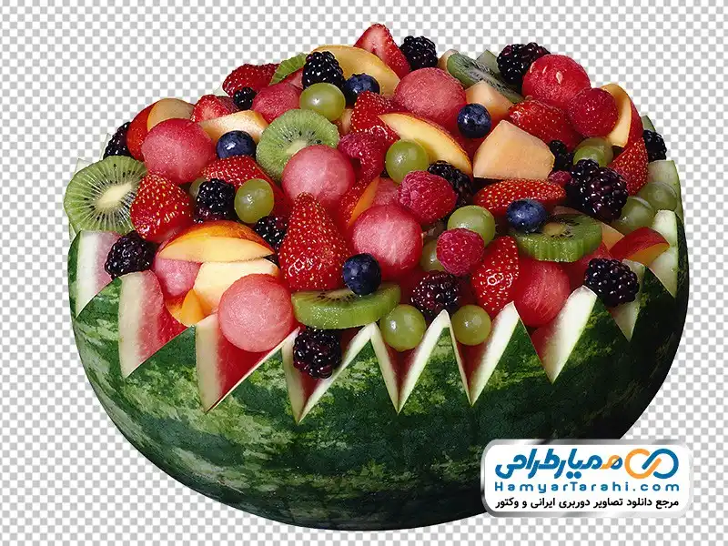 تصویر دوربری تزیین میوه با هندوانه دانلود تصویر با کیفیت تزیین میوه با هندوانه
