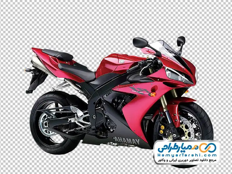 تصویر با کیفیت موتور سیکلت قرمز یاماها مدل R1 عکس png موتور سیکلت قرمز Yamaha مدل R1