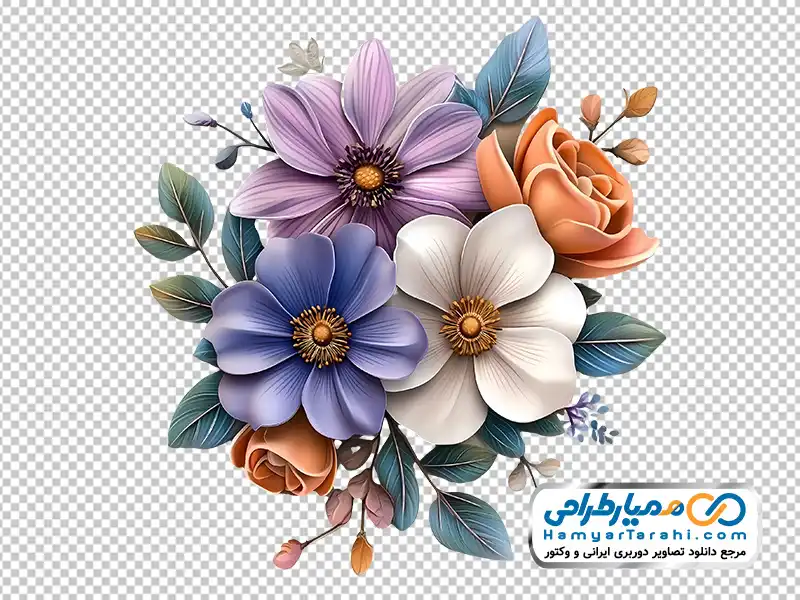 تصویر وکتوری دسته گل رنگارنگ با فرمت png دانلود تصویر وکتوری دسته گل رنگارنگ