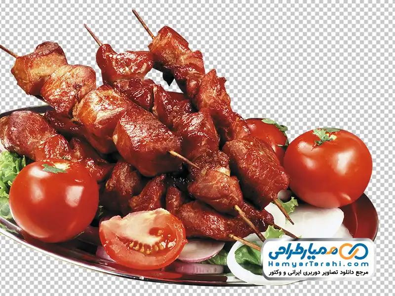 عکس png سیخ های کباب آماده با گوجه دانلود تصویر png سیخ های کباب آماده با گوجه