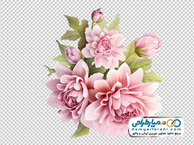 تصویر وکتوری دسته گل آبرنگی صورتی با فرمت png تصویر png دسته گل آبرنگی صورتی