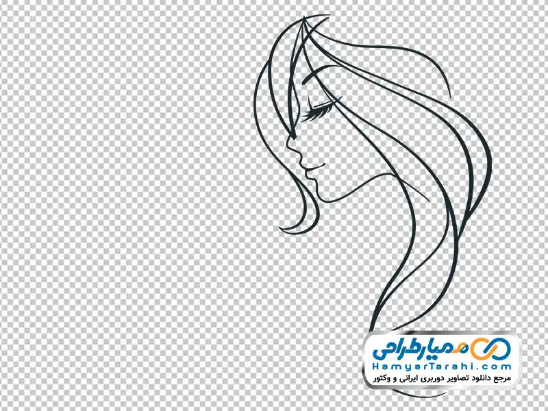 آیکون چهره زن با موهای باز با فرمت png تصویر وکتوری چهره زن با موهای باز
