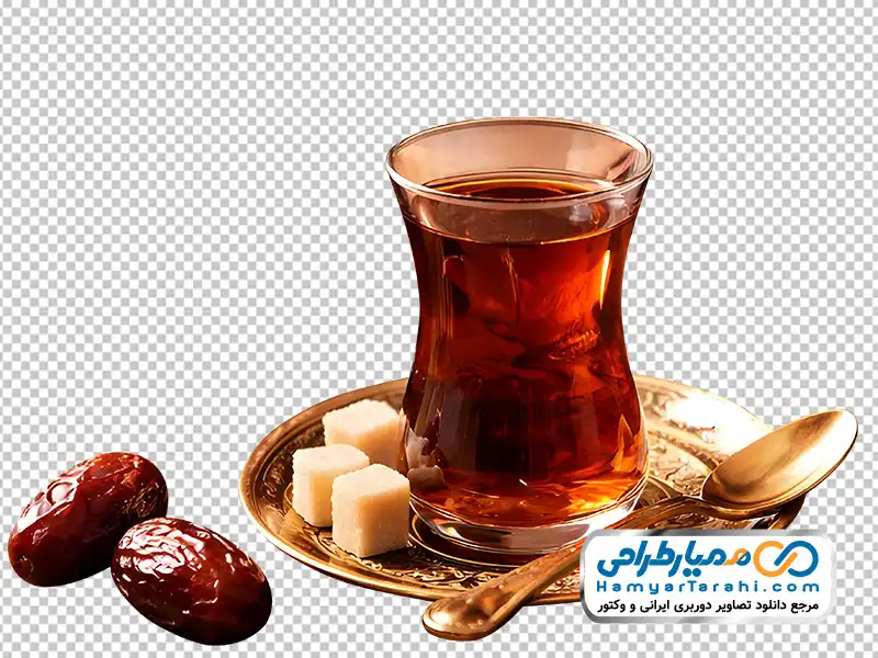 عکس با کیفیت استکان چای و خرما دانلود تصویر با کیفیت استکان چای و خرما