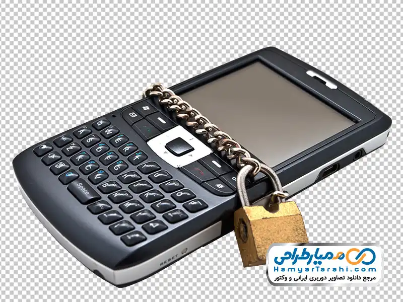 تصویر گوشی موبایل با قفل و زنجیر با فرمت png تصویر با کیفیت گوشی موبایل با قفل و زنجیر