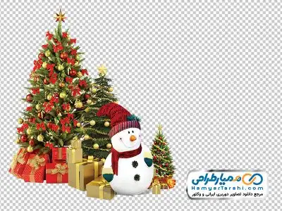 دانلود دوربری درخت کریسمس و آدم برفی و کادو