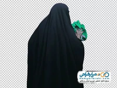 تصویر با کیفیت خانم چادری با پارچه سبز