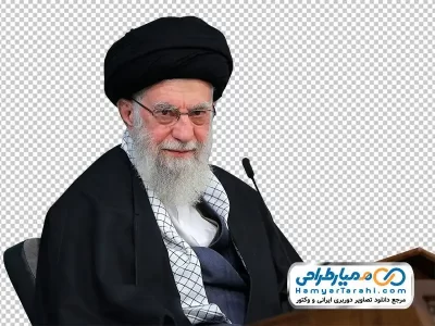 دوربری تصویر آیت الله خامنه ای با عبا مشکی