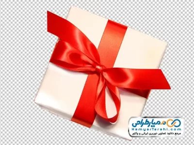 دوربری جعبه کادو با ربان قرمز