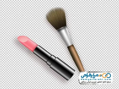 تصویر وکتوری رژ لب و براش گونه