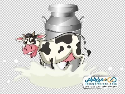 دانلود تصویر وکتوری گاو و پاشش شیر