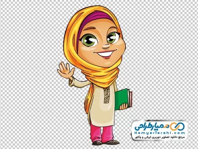 تصویر وکتوری دختر با کتاب