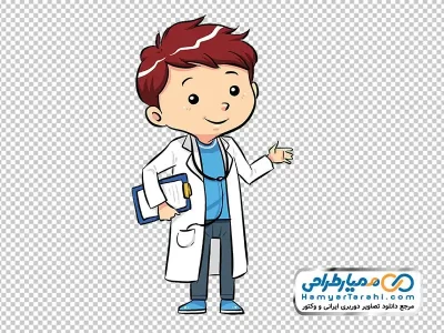 تصویر وکتوری پسر بچه با روپوش سفید