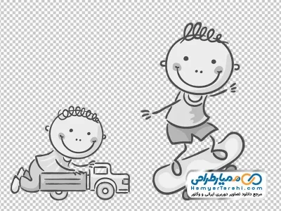 عکس وکتوری سیاه و سفید بچه در حال بازی