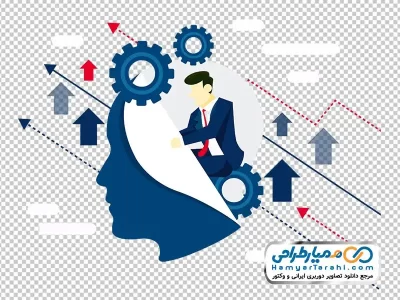 دانلود تصویر وکتوری سر انسان و چرخ دنده