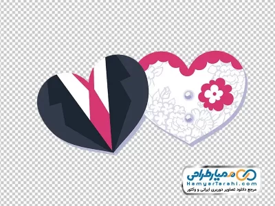 دانلود تصویر وکتور قلبی لباس عروس و داماد
