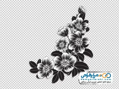 دانلود تصویر وکتوری گل های سیاه و سفید با فرمت png