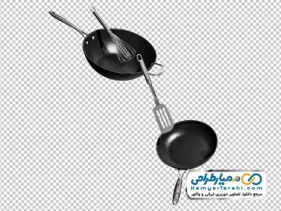 دانلود عکس با کیفیت ماهیتابه چدن با کفگیر