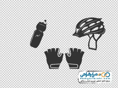دانلود تصویر وکتوری دستکش و کلاه ایمنی دوچرخه