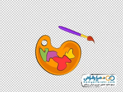 نقاشی پالت رنگ و قلمو با فرمت png