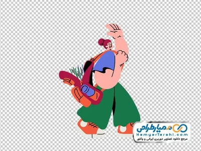 نقاشی وکتوری دختر با کوله پشتی با فرمت png