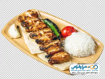 عکس با کیفیت بشقاب بال کبابی با برنج