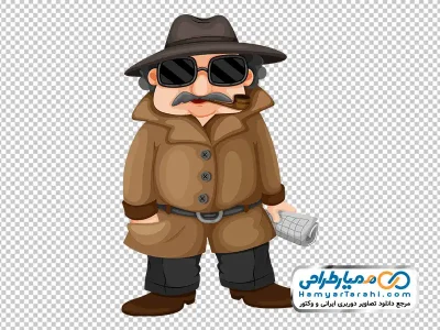 تصویر کارتونی کارآگاه با فرمت png