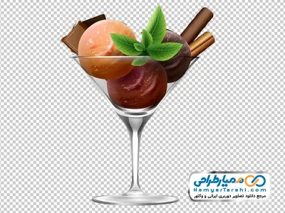 دانلود عکس png بستنی اسکوپی در جام شیشه ای پایه دار