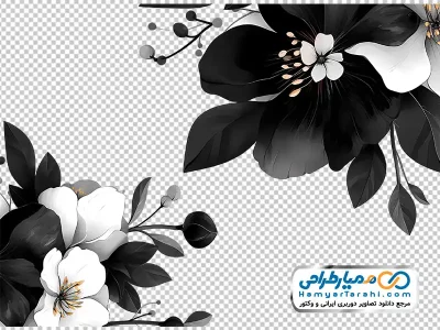 دانلود عکس سیاه و سفید حاشیه گل با فرمت png