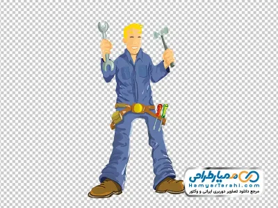 عکس png مرد تعمیرکار با ابزار در دست