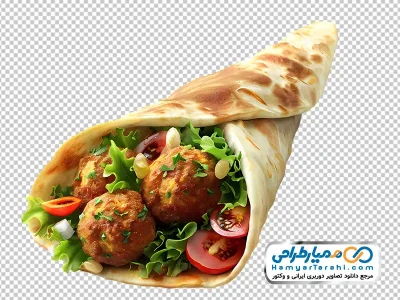 تصویر با کیفیت ساندویچ فلافل با فرمت png
