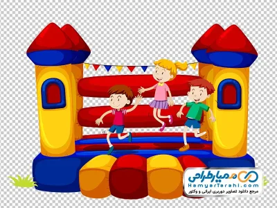 عکس وکتوری بچه ها در حال پریدن روی قلعه بادی