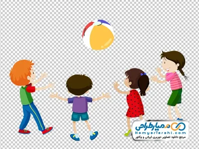 دانلود تصویر کارتونی بچه ها در حال بازی با توپ