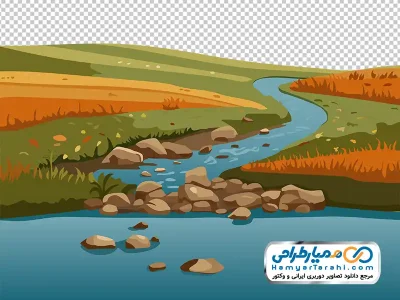 عکس وکتوری منظره با جویبار