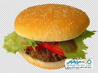 دانلود تصویر png همبرگر با نان کنجدی