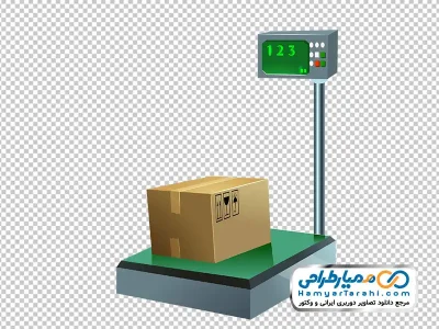 دانلود عکس وکتوری جعبه کارتنی روی باسکول