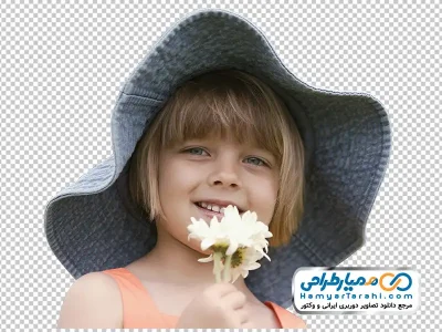 عکس png دختر بچه با گل در دست