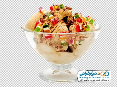 دانلود عکس با کیفیت بستنی در جام با تزئین پاستیل