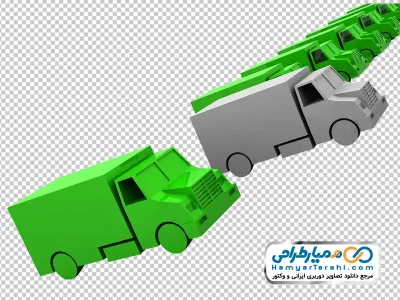 عکس وکتوری سه بعدی کامیون های سبز با فرمت png