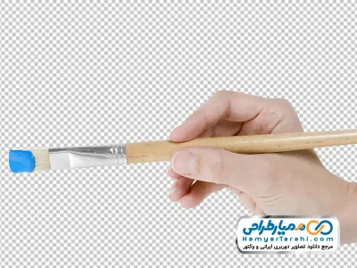 عکس با کیفیت قلمو نقاشی در دست با رنگ آبی