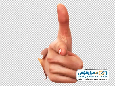 عکس با کیفیت دست بیرون آمده از کاغذ در حال اشاره کردن