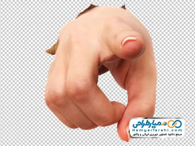 عکس بدون پس زمینه دست بیرون آمده از کاغذ در حال اشاره کردن