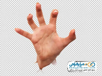 عکس با کیفیت دست بیرون آمده از کاغذ به حالت چنگ زدن