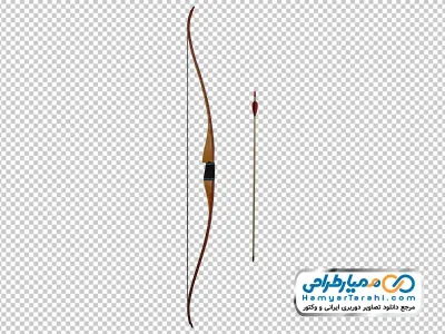 تصویر png کمان چوبی دست ساز با تیر