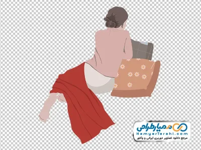 تصویر وکتوری خانم تکیه داده به بالش با فرمت png