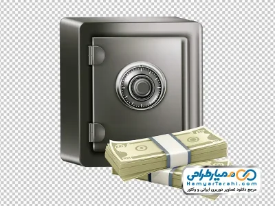 عکس وکتوری گاو صندوق با دسته های اسکناس