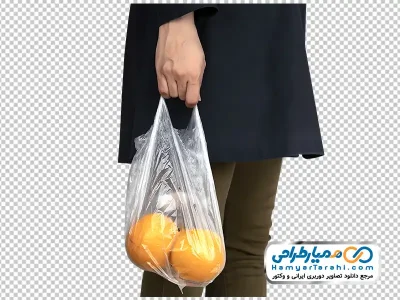 عکس png کیسه خرید پرتقال در دست خانم