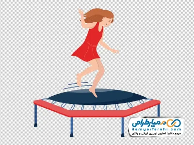 دانلود تصویر کارتونی دختر بچه روی ترامپولین
