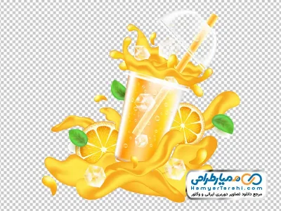 تصویر وکتوری لیوان آب پرتقال با فرمت png